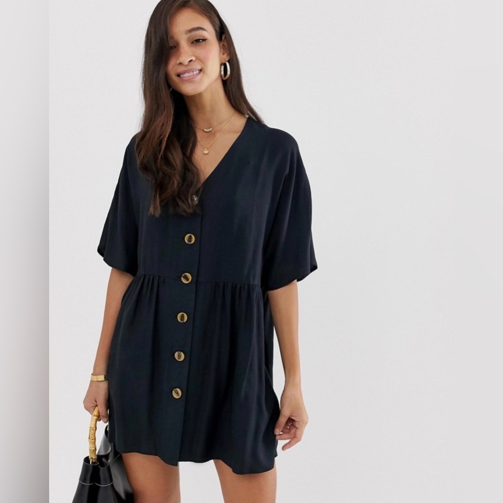 ASOS Black Mini Smock Dress
